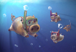 Schwimmende Schweine