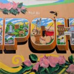 Der Schriftzug Ipod als bunte Wandmalerei