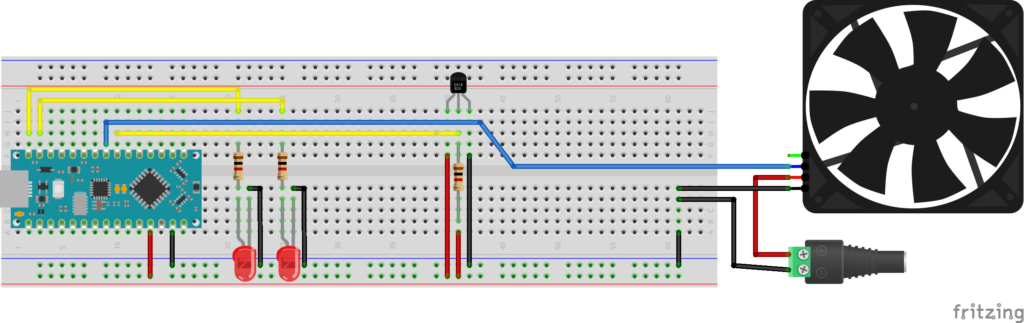 Fritzing Schaltplan zum Anschluss eines PWM Lüfters