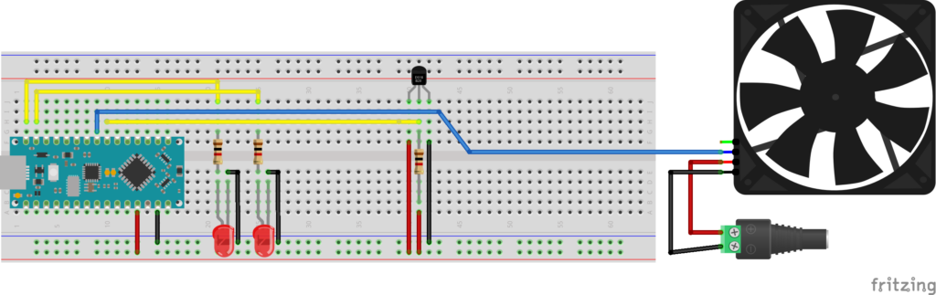 Fritzing Schaltplan zum Anschluss eines PWM Lüfters